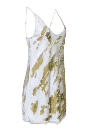 Current Boutique-Free People - White & Gold Sequin Mini Slip Dress Sz L