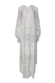 Current Boutique-Free People - White Silk "Bohemian Winds" Sheer Gown Sz S