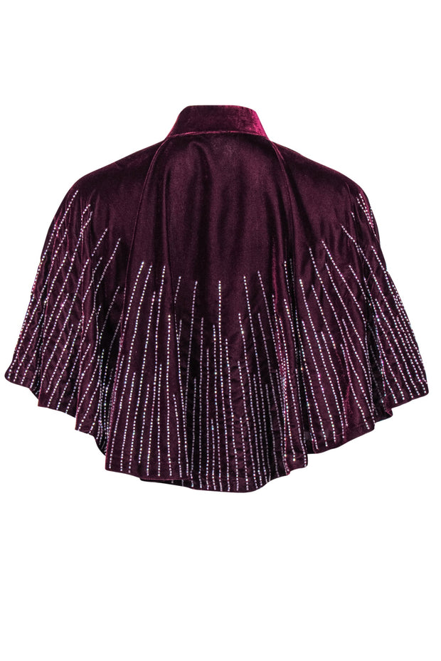Current Boutique-Free People - Wine Red Crushed Velvet Caplet w/ Beading OS