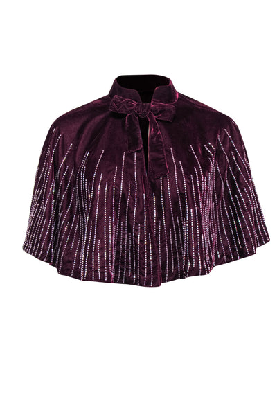 Current Boutique-Free People - Wine Red Crushed Velvet Caplet w/ Beading OS