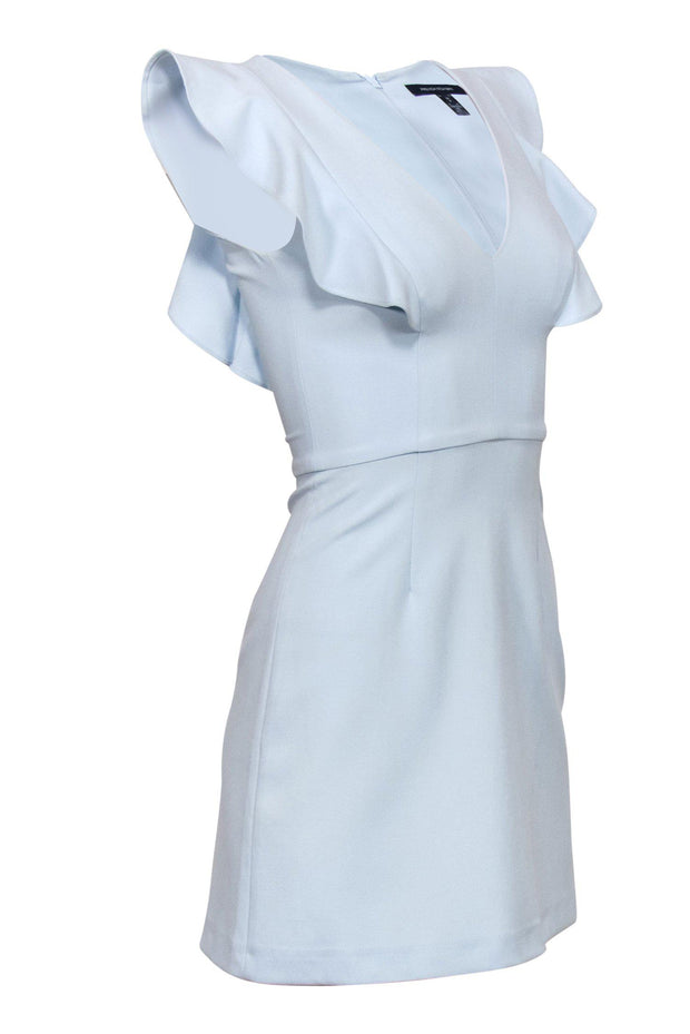 Current Boutique-French Connection - Baby Blue Sleeveless Fit & Flare Dress w/ Ruffles Sz 0