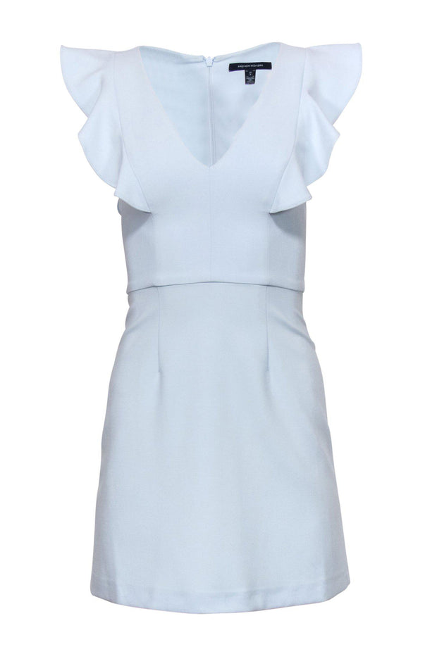 Current Boutique-French Connection - Baby Blue Sleeveless Fit & Flare Dress w/ Ruffles Sz 0