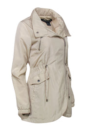 Current Boutique-French Connection - Beige Nylon Zip-Up Utility Style Jacket w/ Drawstring Sz XS