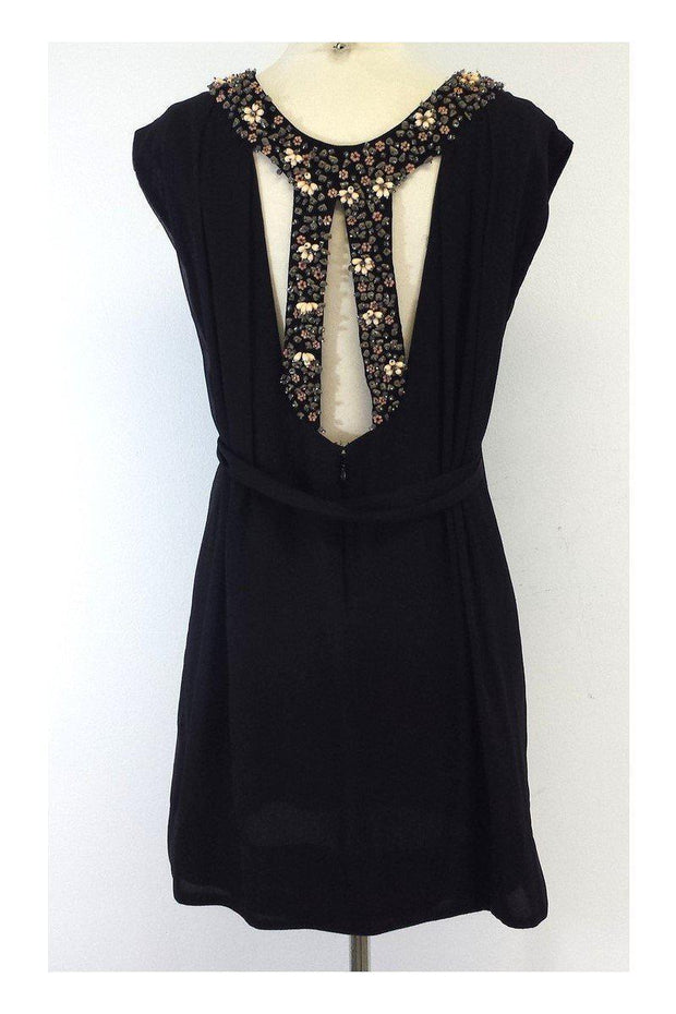 Current Boutique-French Connection - Black Beaded Detail Silk Dress Sz S