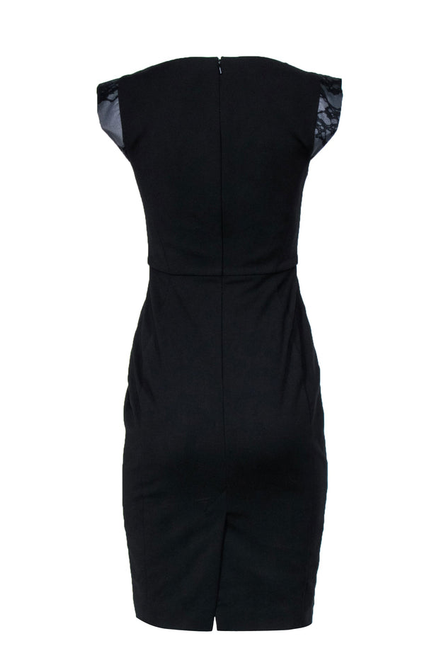 Current Boutique-French Connection - Black Fitted Sheath Dress w/ Cap Sleeve Sz 6