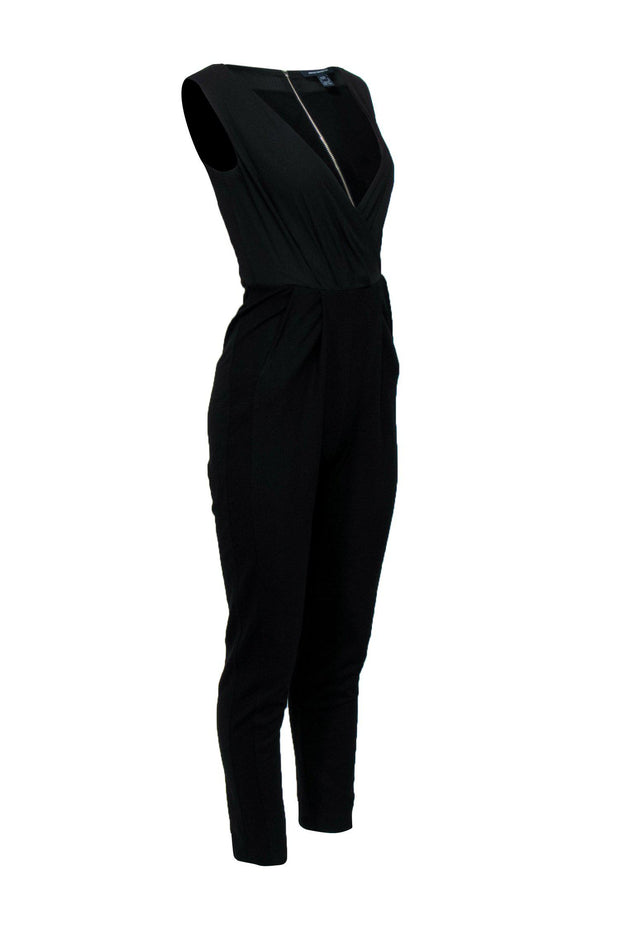 Current Boutique-French Connection - Black Pleated Fitted Jumpsuit Sz 2