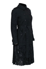 Current Boutique-French Connection - Black Trench Coat w/ Lace Detail Sz 2