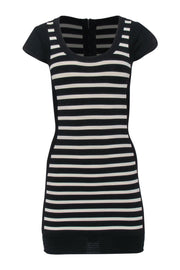 Current Boutique-French Connection - Black & White Striped Cap Sleeve Bodycon Dress Sz 2