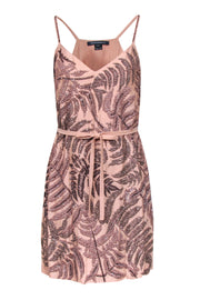 Current Boutique-French Connection - Blush Pink Sleeveless Beaded Mini Dress w/ Belt Sz 4