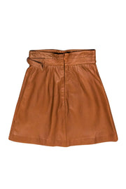 Current Boutique-French Connection - Brown Leather A-Line Miniskirt Sz 0