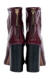 Current Boutique-French Connection - Burgundy Faux Leather Capri Heel Booties Sz 7.5