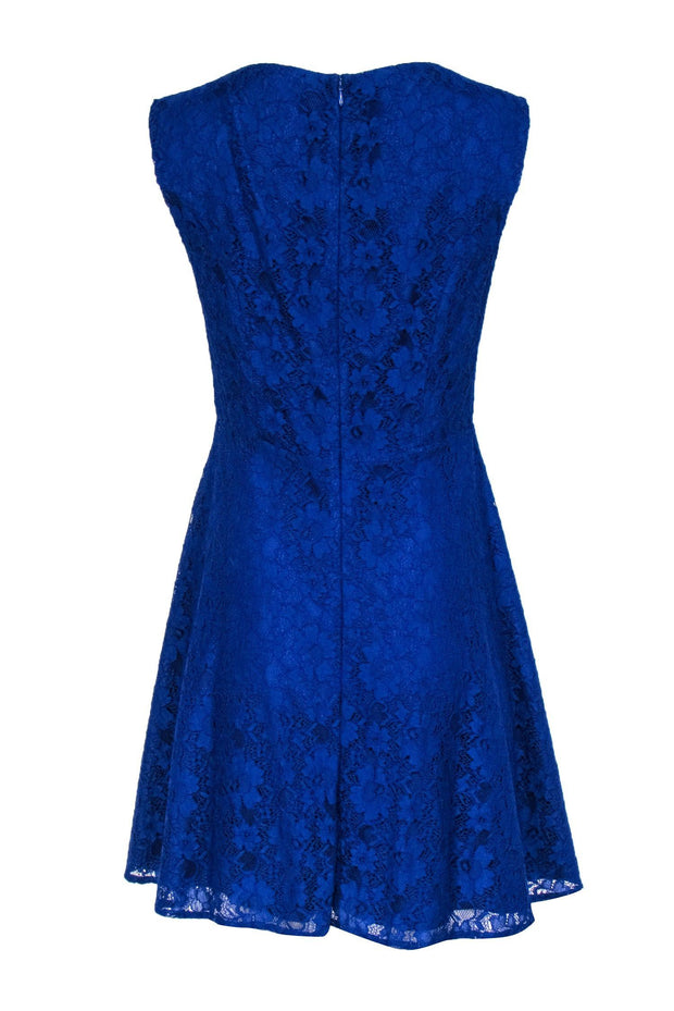 French Connection - Cobalt Blue Floral Lace Sleeveless Fit & Flare Dre –  Current Boutique