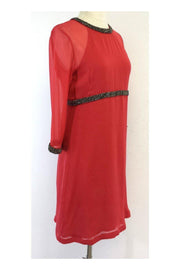 Current Boutique-French Connection - Coral Silk & Bead Detail Dress Sz 4