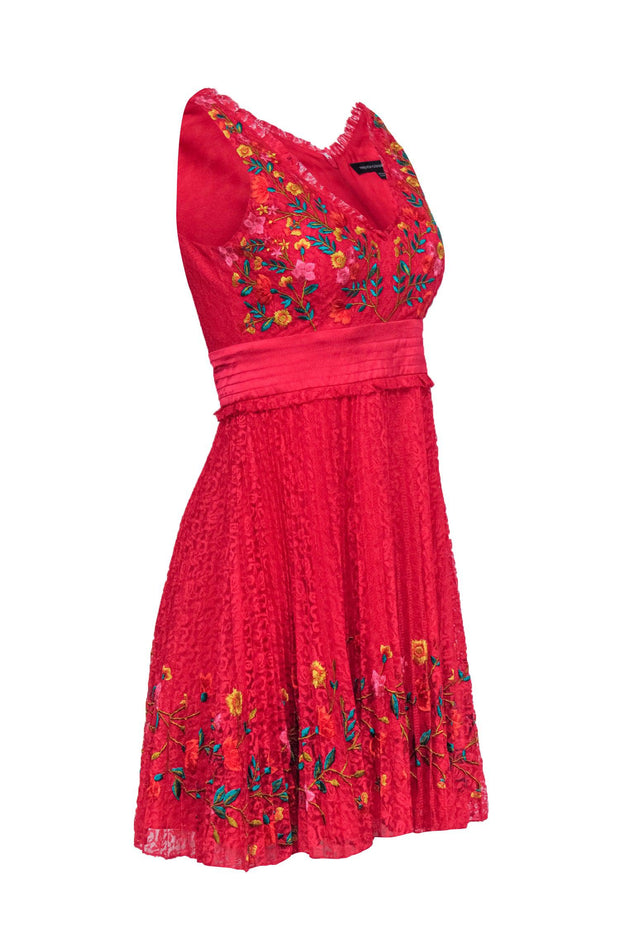 Current Boutique-French Connection - Hot Pink Lace Sleeveless Dress w/ Embroidered Detail Sz 2