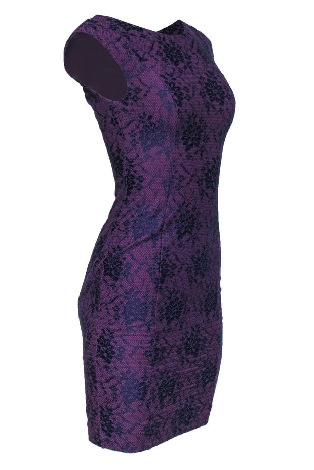 Current Boutique-French Connection - Purple & Blue Floral Lace Sheath Dress Sz 4