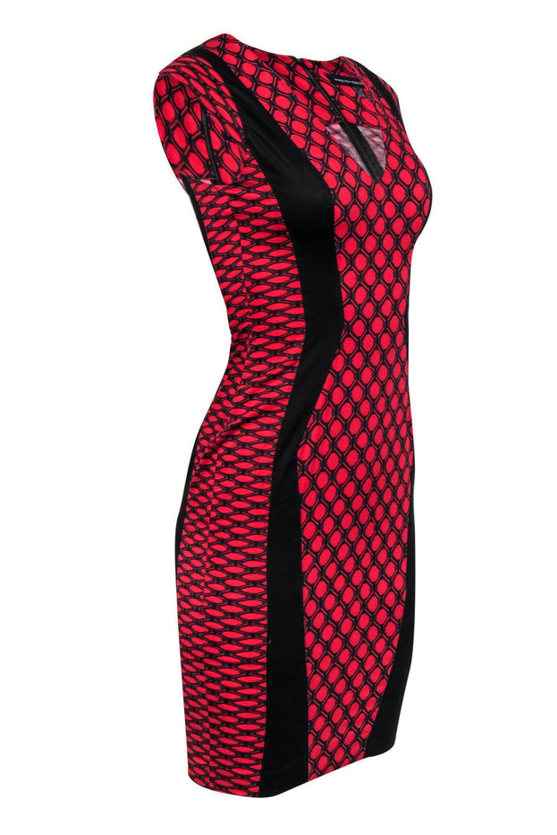 Current Boutique-French Connection - Red & Black Geometric Sheath Dress Sz 0
