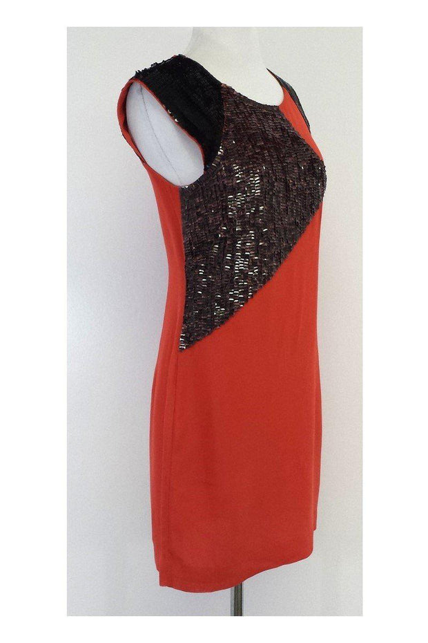 Current Boutique-French Connection - Red Orange & Black Sequin Dress Sz 8