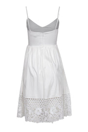 Current Boutique-French Connection - White Sleeveless Fit & Flare Midi Dress w/ Lace Hem Sz 2
