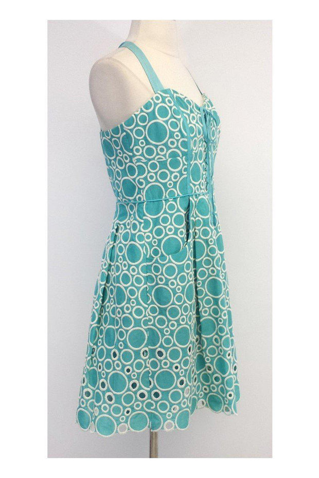 Current Boutique-Frock! by Tracy Reese - Blue & White Circle Print Dress Sz 10