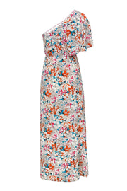 Current Boutique-Frock! by Tracy Reese - White & Multicolored Floral Print One-Shoulder Maxi Dress Sz 4