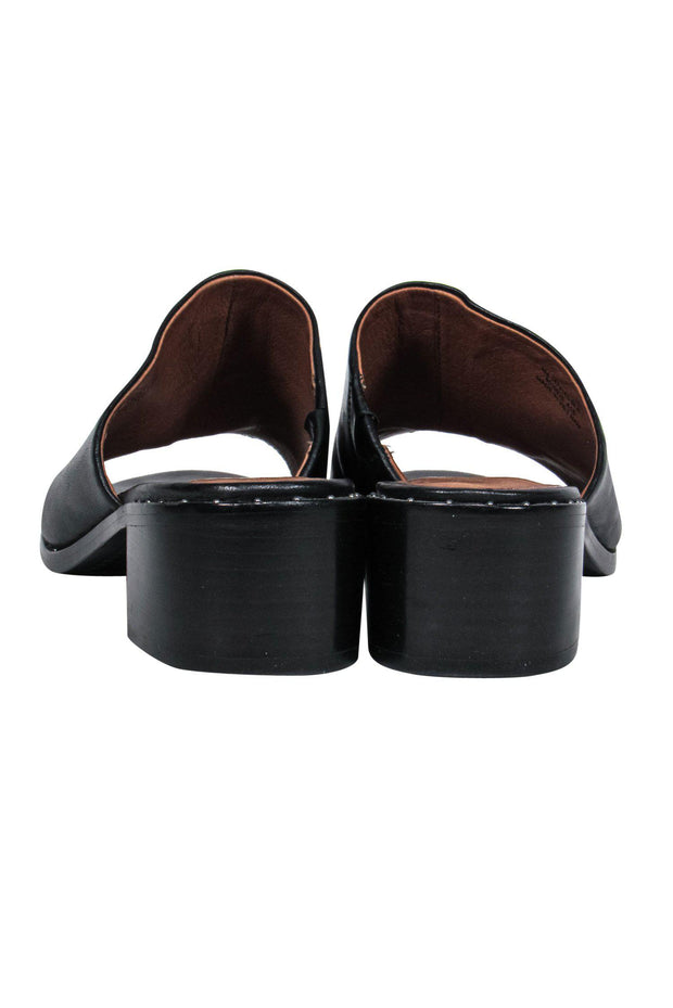 Current Boutique-Frye - Black Leather Chunky Heel Slide Sandals Sz 6