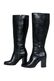 Current Boutique-Frye - Black Leather Heeled "Parker" Knee High Boots Sz 6.5