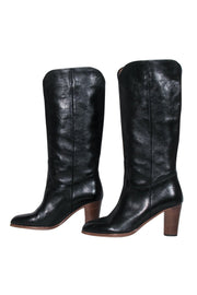 Current Boutique-Frye - Black Leather Western-Style Heeled Boots Sz 7