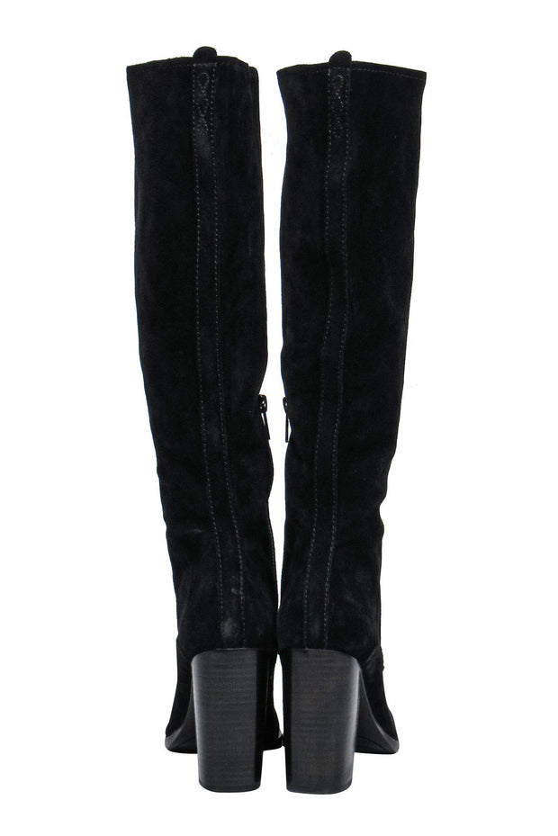 Current Boutique-Frye - Black Suede Heeled Knee High Boots Sz 7
