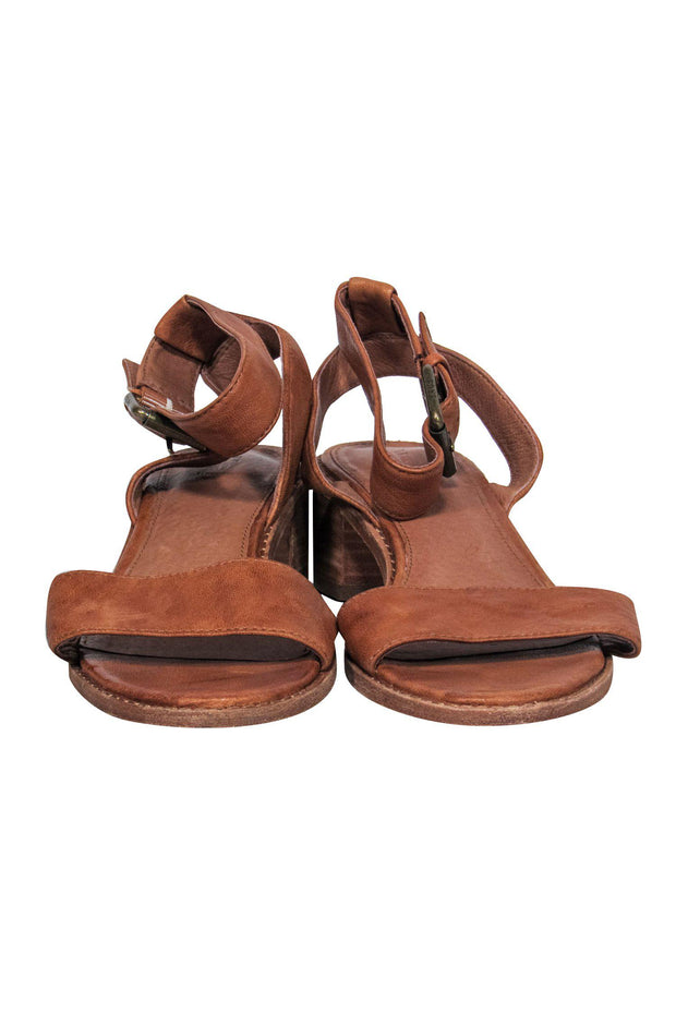 Current Boutique-Frye - Brown Leather Heeled Ankle Strap Sandals Sz 8