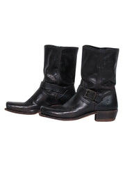Current Boutique-Frye - Dark Brown Leather Western-Style Block Heel Booties Sz 10