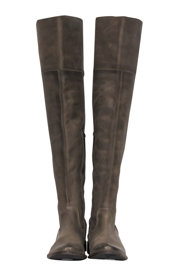 Current Boutique-Frye - Light Olive Leather Over-the-Knee Boots Sz 7.5