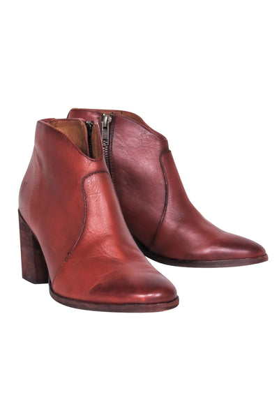 Current Boutique-Frye - Red Clay Leather "Nora" Ankle Booties w/ Zip Sz 7