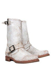 Current Boutique-Frye - White Cracked Leather Calf High Boot Sz 9