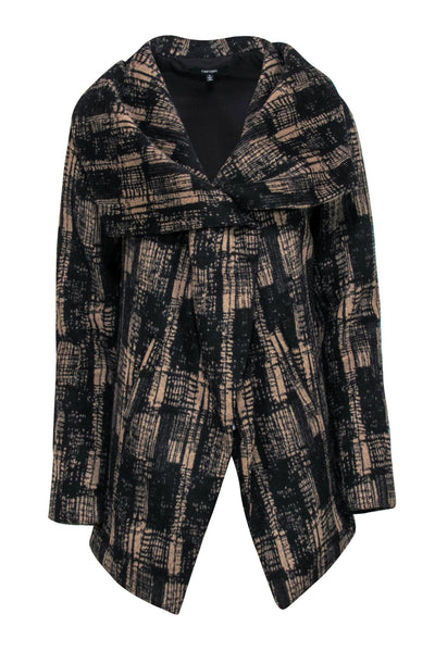 Current Boutique-Funktional - Black & Tan Marbled Pattern Wool Blend Zip-Up Coat Sz S