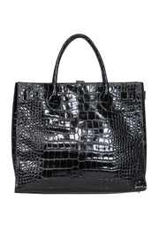 Current Boutique-Furla - Black Crocodile Print Tote w/ Buckle Design