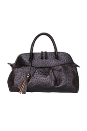 Current Boutique-Furla - Brown Ostrich Embossed Large Satchel Handbag