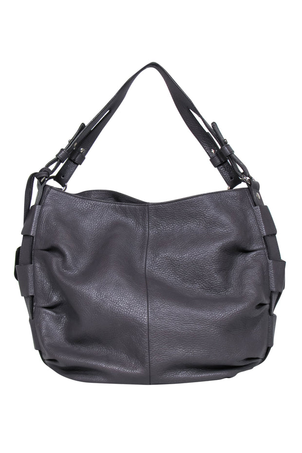 Current Boutique-Furla - Dark Gray Woven Trim Large Shoulder Bag