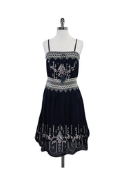 Current Boutique-Future Paradise - Navy & White Embroidered Dress Sz 6