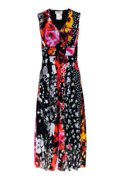 Current Boutique-Fuzzi - Black w/ Multi-Colored Floral Print Maxi Dress Sz S