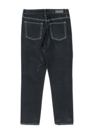 Current Boutique-GRLFRND - Black Waxed Straight Leg Jeans w/ White Stitching Sz 29