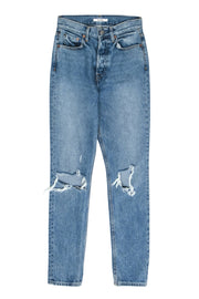 Current Boutique-GRLFRND - Medium Wash Distressed "Super High Rise Karolina" Skinny Jeans Sz 25
