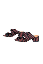 Current Boutique-Ganni - Black & Brown Striped Heel w/ Knotted Design Sz 7