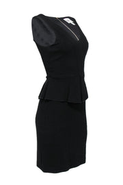 Current Boutique-Ganni - Black Cocktail Dress w/ Peplum Waist Sz L