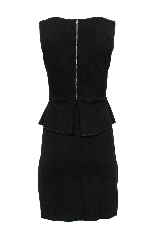 Current Boutique-Ganni - Black Cocktail Dress w/ Peplum Waist Sz L