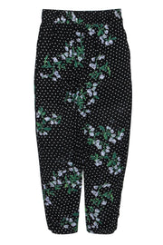 Current Boutique-Ganni - Black Floral Print & Polka Dot Skinny “Rometty Georgette” Pants Sz 2