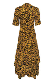 Current Boutique-Ganni - Black & Mustard Floral Print Wrap Maxi Dress Sz 4