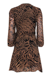 Current Boutique-Ganni - Brown & Black Tiger Print Wrap Dress Sz 4