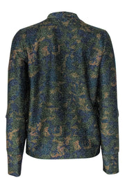 Current Boutique-Ganni - Green, Navy & Gold Sparkly Camouflage Print Cardigan Sz 8