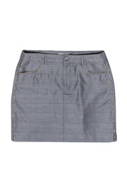 Current Boutique-Ganni - Grey Glen Plaid Miniskirt w/ Rhinestones Sz 6