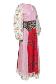 Current Boutique-Ganni - Multicolor Patchwork Long Sleeve Cotton "Sweeney" Maxi Dress Sz 4